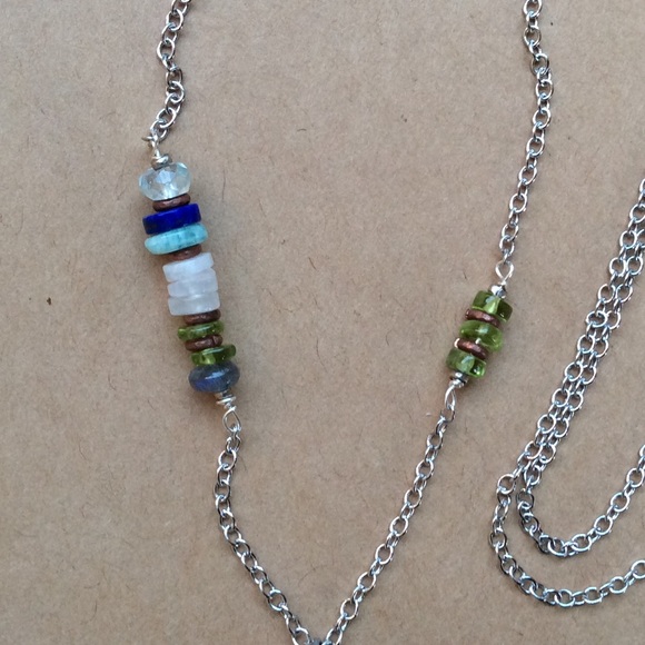 Handcrafted Sundance charm Silver Multi Gemstones Necklace 30”L new - Picture 8 of 16